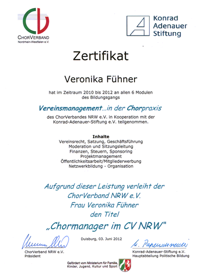 Der 1. „Chormanager“ im Sängerkreis ist eine Frau! Der 1. „Chormanager“ im Sängerkreis ist eine Frau!